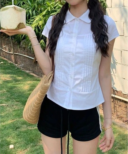 MAISON DE THERESE（メゾン ド テレーズ）の「レディースピンタック半袖ブラウス（シャツ/ブラウス・レディース・White/PINK・M）」の16枚目の写真