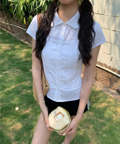 MAISON DE THERESE（メゾン ド テレーズ）の「レディースピンタック半袖ブラウス（シャツ/ブラウス・レディース・White/PINK・M）」の18枚目の写真
