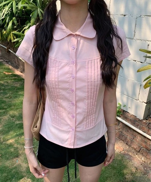 MAISON DE THERESE（メゾン ド テレーズ）の「レディースピンタック半袖ブラウス（シャツ/ブラウス・レディース・White/PINK・M）」の12枚目の写真