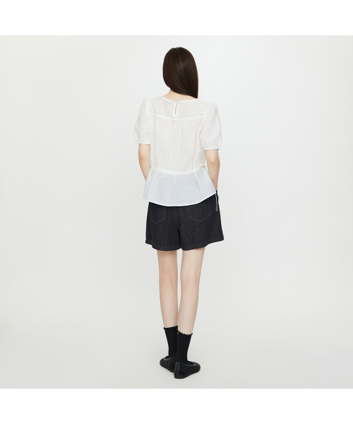 LAP（ラップ）の「タックバンディングデニムショーツ AS2DP461（その他パンツ・レディース・ブラック/ライトインディゴブルー・FREE）」の4枚目の写真