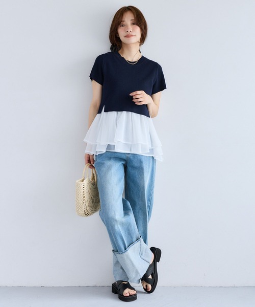 mysty woman（ミスティウーマン）の「裾フハクタンクSET2Pニット　1046987（ニット/セーター・レディース・グレー/アイボリー/ネイビー・FREE）」の7枚目の写真