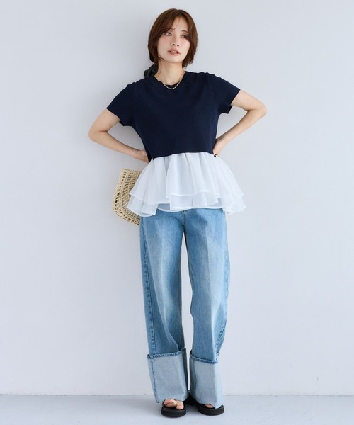 mysty woman（ミスティウーマン）の「裾フハクタンクSET2Pニット　1046987（ニット/セーター・レディース・グレー/アイボリー/ネイビー・FREE）」の8枚目の写真
