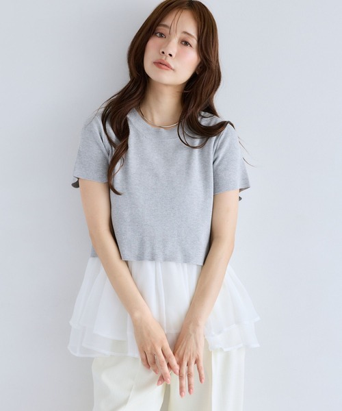 mysty woman（ミスティウーマン）の「裾フハクタンクSET2Pニット　1046987（ニット/セーター・レディース・グレー/アイボリー/ネイビー・FREE）」の14枚目の写真