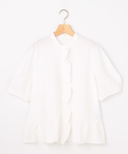 組曲 L(クミキョク オオキイサイズ)の「ツイルジャージーフリル 半袖カットソー(Tシャツ/カットソー・レディース・ホワイト系/ブラック系/サックスブルー系・5/6/7)」の11枚目の写真