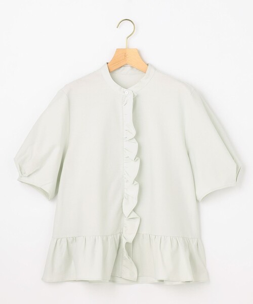 組曲 L(クミキョク オオキイサイズ)の「ツイルジャージーフリル 半袖カットソー(Tシャツ/カットソー・レディース・ホワイト系/ブラック系/サックスブルー系・5/6/7)」の18枚目の写真