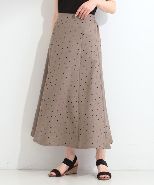 SHOO・LA・RUE(シューラルー)の「【S-LL】涼し気な ドット柄 麻調フレアスカート(スカート・レディース・ブラック系5/ブラウン系6・01/04/03/02)」の7枚目の写真