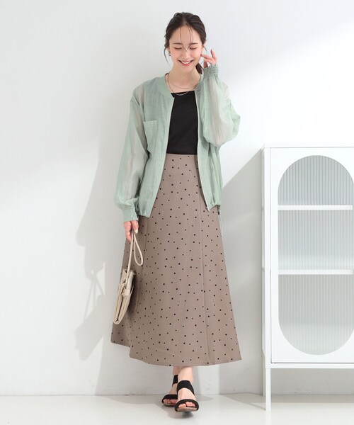 SHOO・LA・RUE(シューラルー)の「【S-LL】涼し気な ドット柄 麻調フレアスカート(スカート・レディース・ブラック系5/ブラウン系6・01/04/03/02)」の9枚目の写真