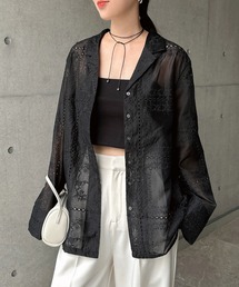 パッチワーク刺繍風シアーシャツジャケット