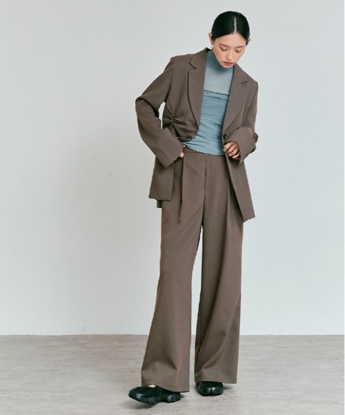 W:Huku（フーク）の「【W:Huku / リンクルフリーツイル】ワンタック スラックス パンツ / Wrinkle-Free Stretch Twill Slacks（スラックス・レディース・ブラウン/ブラック/杢グレー・M/L）」の5枚目の写真