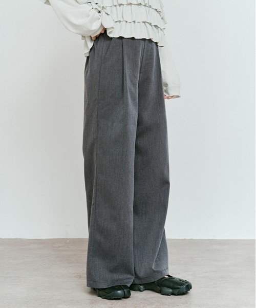 W:Huku（フーク）の「【W:Huku / リンクルフリーツイル】ワンタック スラックス パンツ / Wrinkle-Free Stretch Twill Slacks（スラックス・レディース・ブラウン/ブラック/杢グレー・M/L）」の7枚目の写真