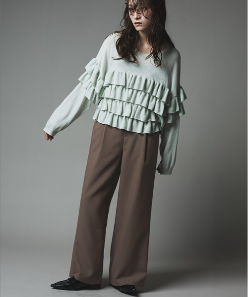 W:Huku（フーク）の「【W:Huku / リンクルフリーツイル】ワンタック スラックス パンツ / Wrinkle-Free Stretch Twill Slacks（スラックス・レディース・ブラウン/ブラック/杢グレー・M/L）」の9枚目の写真