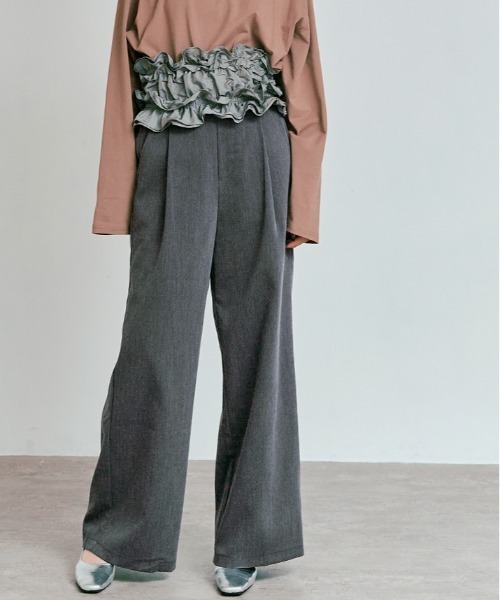 W:Huku（フーク）の「【W:Huku / リンクルフリーツイル】ワンタック スラックス パンツ / Wrinkle-Free Stretch Twill Slacks（スラックス・レディース・ブラウン/ブラック/杢グレー・M/L）」の6枚目の写真