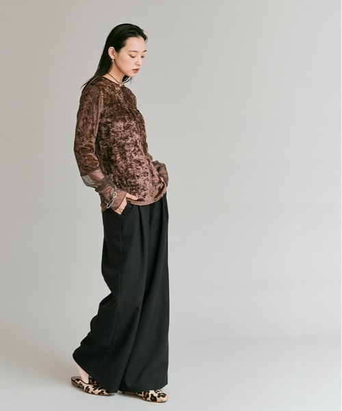 W:Huku（フーク）の「【W:Huku / リンクルフリーツイル】ワンタック スラックス パンツ / Wrinkle-Free Stretch Twill Slacks（スラックス・レディース・ブラウン/ブラック/杢グレー・M/L）」の14枚目の写真