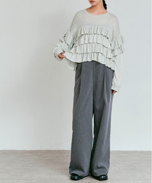 W:Huku（フーク）の「【W:Huku / リンクルフリーツイル】ワンタック スラックス パンツ / Wrinkle-Free Stretch Twill Slacks（スラックス・レディース・ブラウン/ブラック/杢グレー・M/L）」の15枚目の写真