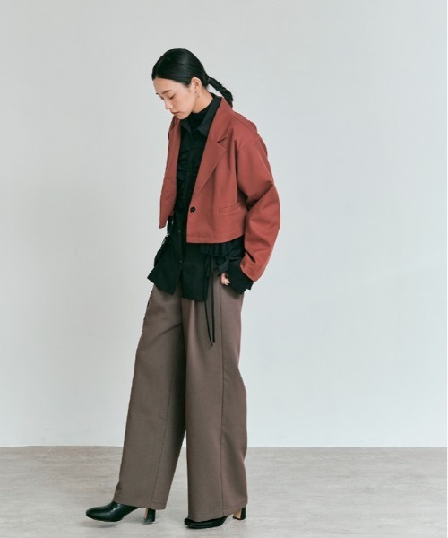 W:Huku（フーク）の「【W:Huku / リンクルフリーツイル】ワンタック スラックス パンツ / Wrinkle-Free Stretch Twill Slacks（スラックス・レディース・ブラウン/ブラック/杢グレー・M/L）」の17枚目の写真