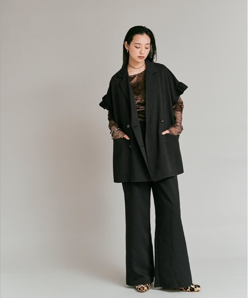 W:Huku（フーク）の「【W:Huku / リンクルフリーツイル】ワンタック スラックス パンツ / Wrinkle-Free Stretch Twill Slacks（スラックス・レディース・ブラウン/ブラック/杢グレー・M/L）」の4枚目の写真