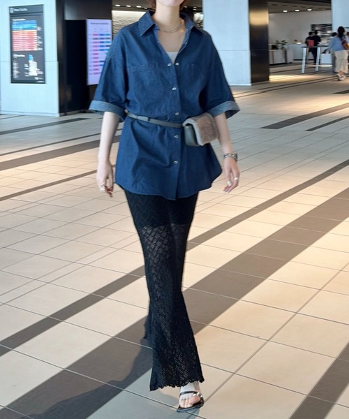 mysty woman(ミスティウーマン)の「カットレースフレアパンツ 1046955(その他パンツ・レディース・ブラック/オフホワイト・FREE)」の21枚目の写真