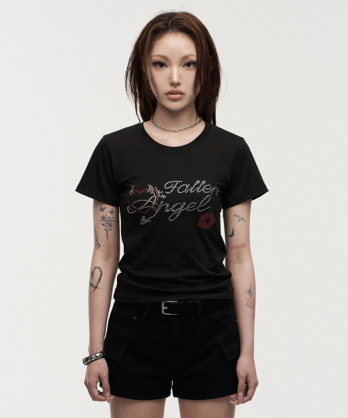 LANARCHIVE（ランアーカイブ）の「[0142] ホットフィックスラインストーンウーマン半袖Tシャツ - ブラック（Tシャツ/カットソー・レディース・ブラック・FREE）」の10枚目の写真