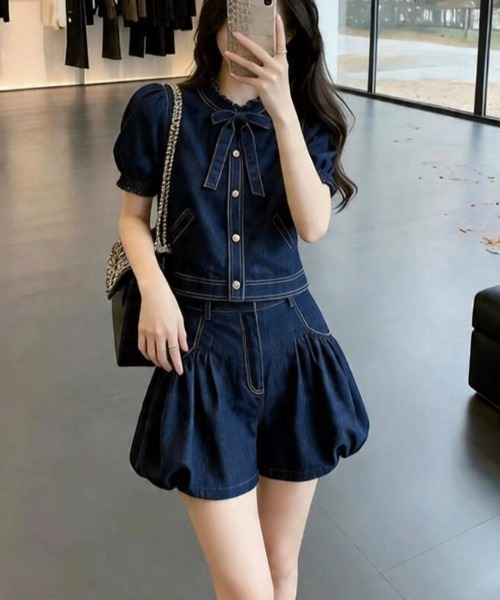 semplice(センプリチェ)の「デニムセットアップ(セットアップ・レディース・ブルー・S/M/L)」の8枚目の写真