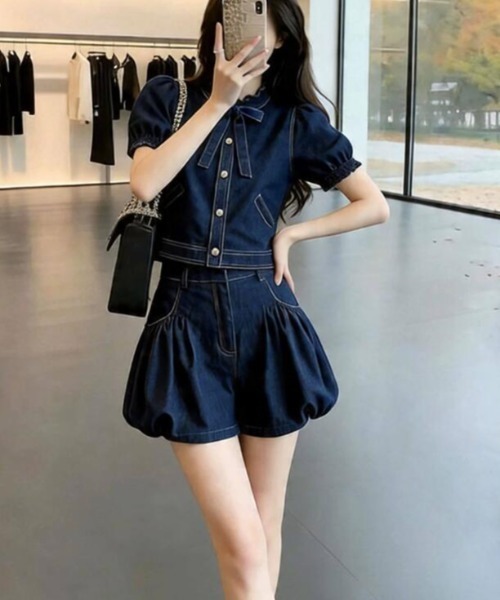 semplice(センプリチェ)の「デニムセットアップ(セットアップ・レディース・ブルー・S/M/L)」の9枚目の写真