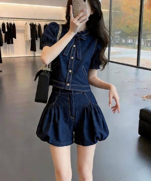 semplice(センプリチェ)の「デニムセットアップ(セットアップ・レディース・ブルー・S/M/L)」の2枚目の写真