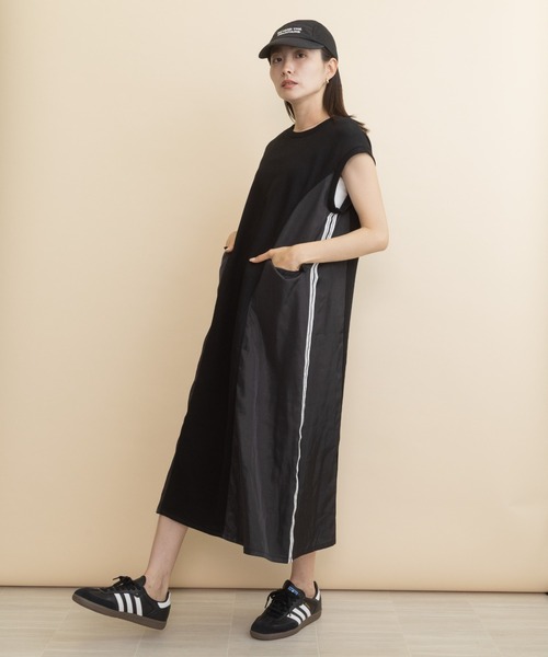 lodie(ロディ)の「異素材コンビ・サイドラインワンピース(ワンピース・レディース・チャコールグレー/ブラック/カーキ・FREE)」の2枚目の写真
