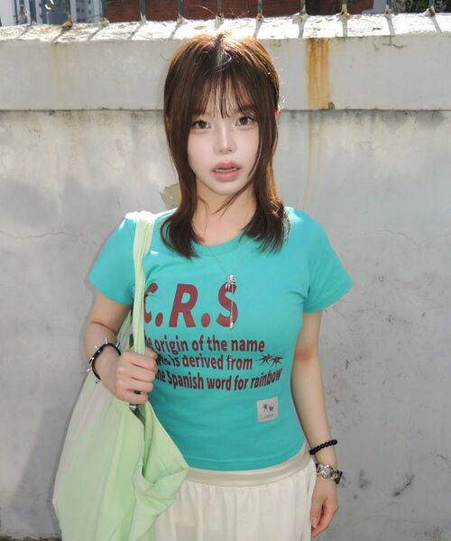 COIRIS(コイリス)の「CRS ビビッドミント スリムフィット 半袖Tシャツ(Tシャツ/カットソー・レディース・ミント/ホワイト・FREE)」の15枚目の写真