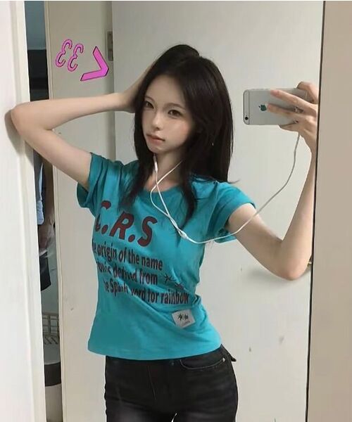 COIRIS(コイリス)の「CRS ビビッドミント スリムフィット 半袖Tシャツ(Tシャツ/カットソー・レディース・ミント/ホワイト・FREE)」の21枚目の写真