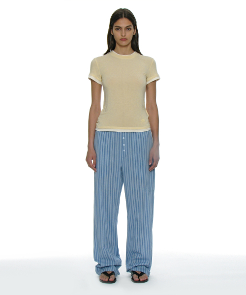 PARTIMENTO WOMEN(パルティメントウィメン)の「ストライプイージートラウザー_ブルー(その他パンツ・レディース・ブルー・SMALL)」の1枚目の写真