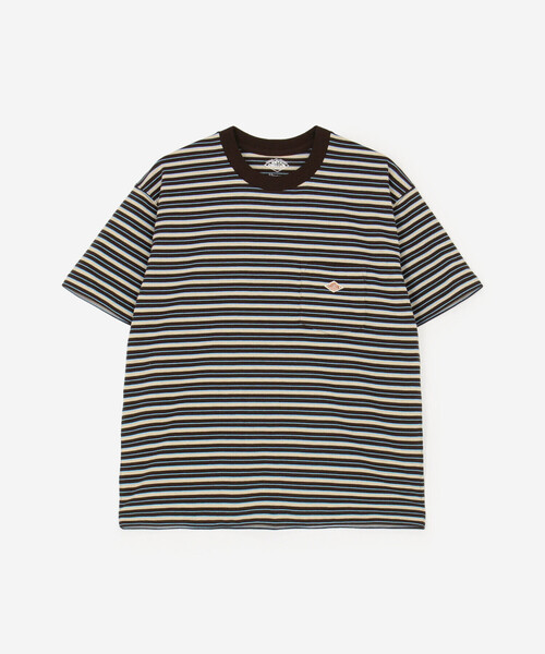 DANTON（ダントン）の「DANTON | マルチボーダー ポケットクルーネックTシャツ WOMEN（Tシャツ/カットソー・レディース・ブラウン系その他2/ブラウン系その他/ホワイト系その他・S/M）」の3枚目の写真