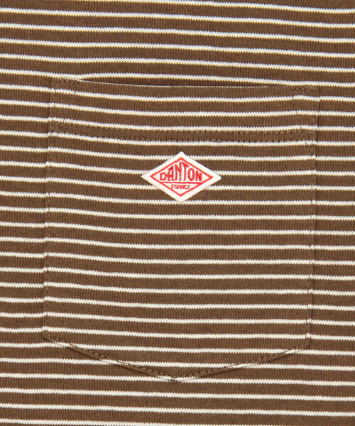 DANTON（ダントン）の「DANTON | マルチボーダー ポケットクルーネックTシャツ WOMEN（Tシャツ/カットソー・レディース・ブラウン系その他2/ブラウン系その他/ホワイト系その他・S/M）」の4枚目の写真