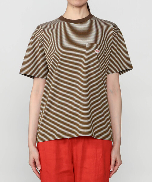DANTON（ダントン）の「DANTON | マルチボーダー ポケットクルーネックTシャツ WOMEN（Tシャツ/カットソー・レディース・ブラウン系その他2/ブラウン系その他/ホワイト系その他・S/M）」の6枚目の写真