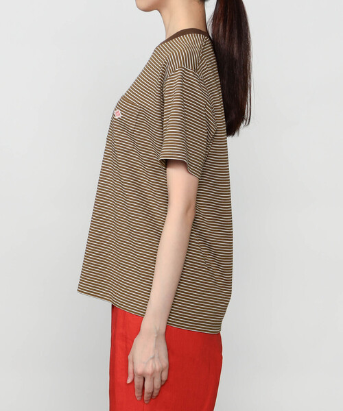 DANTON（ダントン）の「DANTON | マルチボーダー ポケットクルーネックTシャツ WOMEN（Tシャツ/カットソー・レディース・ブラウン系その他2/ブラウン系その他/ホワイト系その他・S/M）」の7枚目の写真
