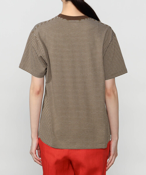 DANTON（ダントン）の「DANTON | マルチボーダー ポケットクルーネックTシャツ WOMEN（Tシャツ/カットソー・レディース・ブラウン系その他2/ブラウン系その他/ホワイト系その他・S/M）」の8枚目の写真