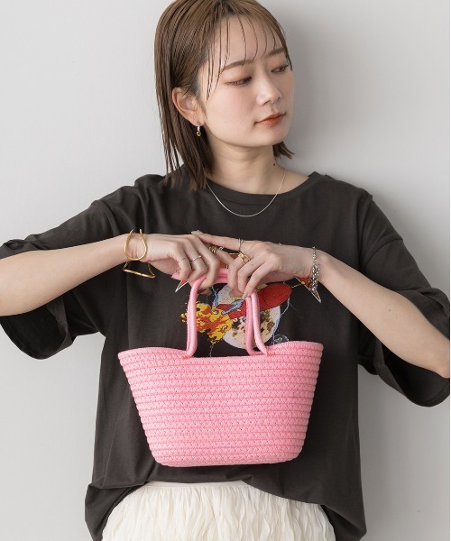 ad thie(アドティエ)の「ロープ編み ミニ カゴ バッグ(かごバッグ・レディース・レッド/ダークグリーン/オレンジ/ピンク/ブルー・FREE)」の15枚目の写真