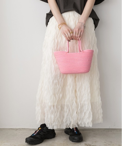 ad thie(アドティエ)の「ロープ編み ミニ カゴ バッグ(かごバッグ・レディース・レッド/ダークグリーン/オレンジ/ピンク/ブルー・FREE)」の17枚目の写真