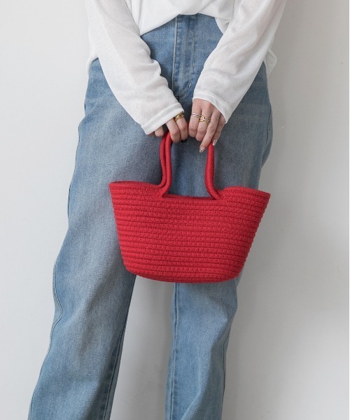 ad thie(アドティエ)の「ロープ編み ミニ カゴ バッグ(かごバッグ・レディース・レッド/ダークグリーン/オレンジ/ピンク/ブルー・FREE)」の18枚目の写真