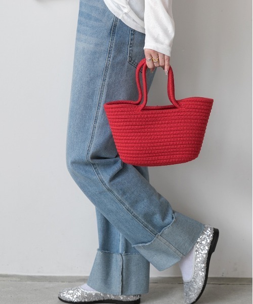 ad thie(アドティエ)の「ロープ編み ミニ カゴ バッグ(かごバッグ・レディース・レッド/ダークグリーン/オレンジ/ピンク/ブルー・FREE)」の19枚目の写真