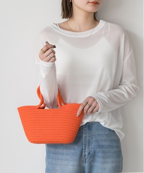 ad thie(アドティエ)の「ロープ編み ミニ カゴ バッグ(かごバッグ・レディース・レッド/ダークグリーン/オレンジ/ピンク/ブルー・FREE)」の20枚目の写真