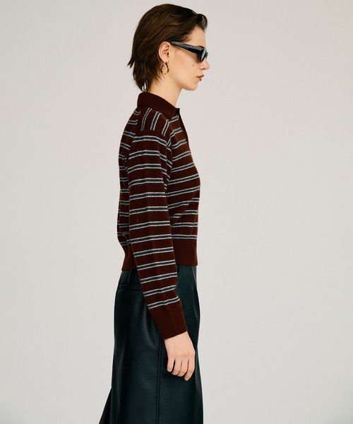 PRANK PROJECT（プランクプロジェクト）の「【2026Autumn Pre-Order】ボーダーニットポロ / Border Knit Polo（ニット/セーター・レディース・グレー/ホワイト/ボルドー・FREE）」の15枚目の写真