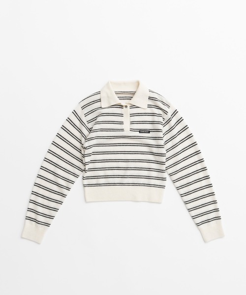 PRANK PROJECT（プランクプロジェクト）の「【2026Autumn Pre-Order】ボーダーニットポロ / Border Knit Polo（ニット/セーター・レディース・グレー/ホワイト/ボルドー・FREE）」の16枚目の写真