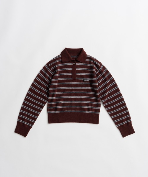 PRANK PROJECT（プランクプロジェクト）の「【2026Autumn Pre-Order】ボーダーニットポロ / Border Knit Polo（ニット/セーター・レディース・グレー/ホワイト/ボルドー・FREE）」の17枚目の写真