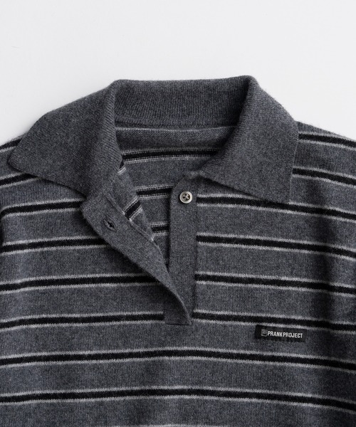 PRANK PROJECT（プランクプロジェクト）の「【2026Autumn Pre-Order】ボーダーニットポロ / Border Knit Polo（ニット/セーター・レディース・グレー/ホワイト/ボルドー・FREE）」の21枚目の写真