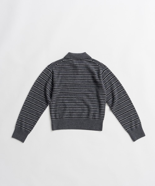 PRANK PROJECT（プランクプロジェクト）の「【2026Autumn Pre-Order】ボーダーニットポロ / Border Knit Polo（ニット/セーター・レディース・グレー/ホワイト/ボルドー・FREE）」の19枚目の写真