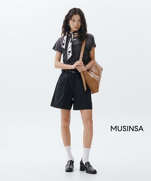 MIND BRIDGE WOMEN（マインドブリッジウーマン）の「[W]ベルト付きワンタック3部ショートパンツ - 2カラー（その他パンツ・レディース・ブラック/ホワイト・55/66）」の9枚目の写真