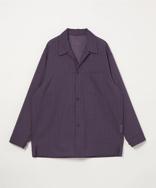 Steven Alan(スティーブンアラン)の「<Steven Alan> ウール チェック オープンカラー オーバー シャツ(シャツ/ブラウス・メンズ・パープル/ダークグレー・XL/L/M/S)」の2枚目の写真