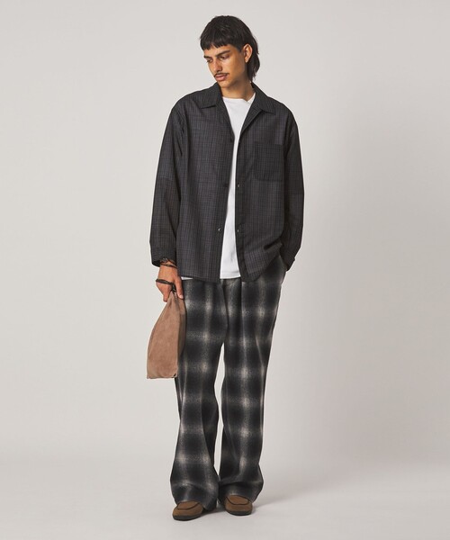 Steven Alan(スティーブンアラン)の「<Steven Alan> ウール チェック オープンカラー オーバー シャツ(シャツ/ブラウス・メンズ・パープル/ダークグレー・XL/L/M/S)」の16枚目の写真