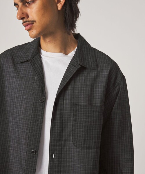 Steven Alan(スティーブンアラン)の「<Steven Alan> ウール チェック オープンカラー オーバー シャツ(シャツ/ブラウス・メンズ・パープル/ダークグレー・XL/L/M/S)」の17枚目の写真
