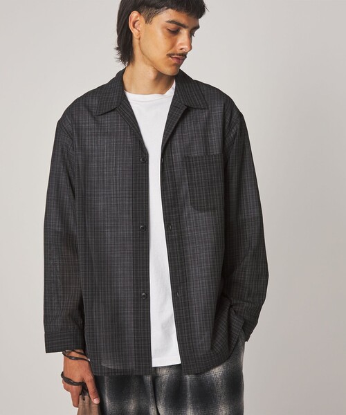Steven Alan(スティーブンアラン)の「<Steven Alan> ウール チェック オープンカラー オーバー シャツ(シャツ/ブラウス・メンズ・パープル/ダークグレー・XL/L/M/S)」の18枚目の写真