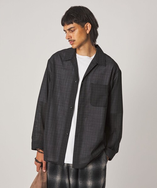 Steven Alan(スティーブンアラン)の「<Steven Alan> ウール チェック オープンカラー オーバー シャツ(シャツ/ブラウス・メンズ・パープル/ダークグレー・XL/L/M/S)」の19枚目の写真